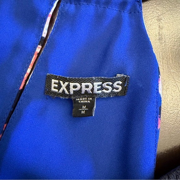 Express Blue Patterned Haltered Top Size Medium - Picture 3 of 6